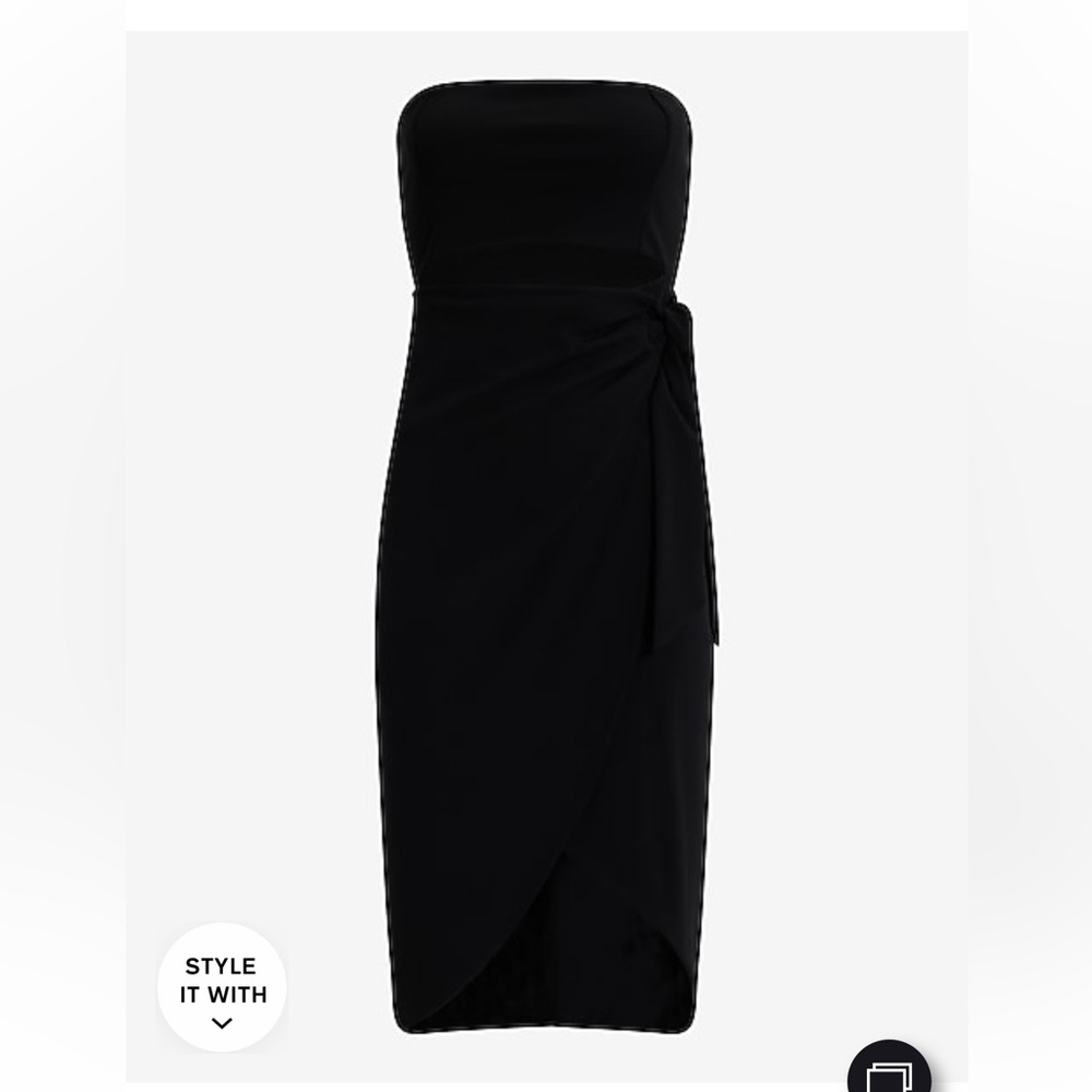 Express Strapless Cutout Tie Wrap Midi Sheath Dress - Picture 3 of 3